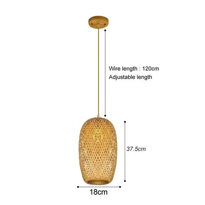 🌾 Handwoven Bamboo Rattan Pendant Lamp – Japanese Style Ceiling Light with Natural Wicker Shade for Bedroom, Dining & Living Spaces ✨