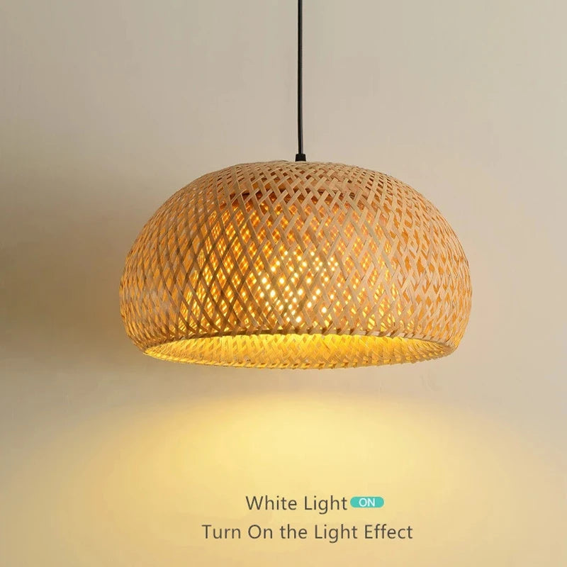 Handwoven Bamboo Pendant Lamp – Natural Rattan Wicker Lantern Light for Bedroom, Dining & Living Spaces 🌾🏮