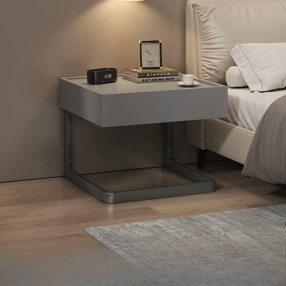✨ Minimalist Nordic Nightstand – Modern C-Shaped Bedside Table with Open Storage (45×50×40 cm)