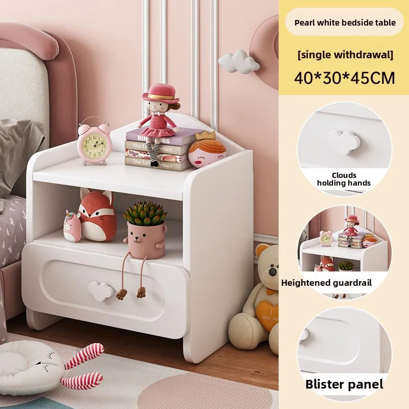 🧸 Cute Kids Bedside Storage Table – Double Drawer Nightstand (Bedroom Organizer)