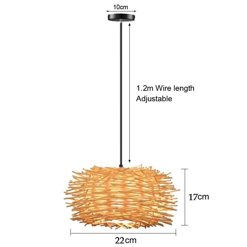 🌾 Handwoven Bamboo Rattan Pendant Lamp – Japanese Style Ceiling Light with Natural Wicker Shade for Bedroom, Dining & Living Spaces ✨