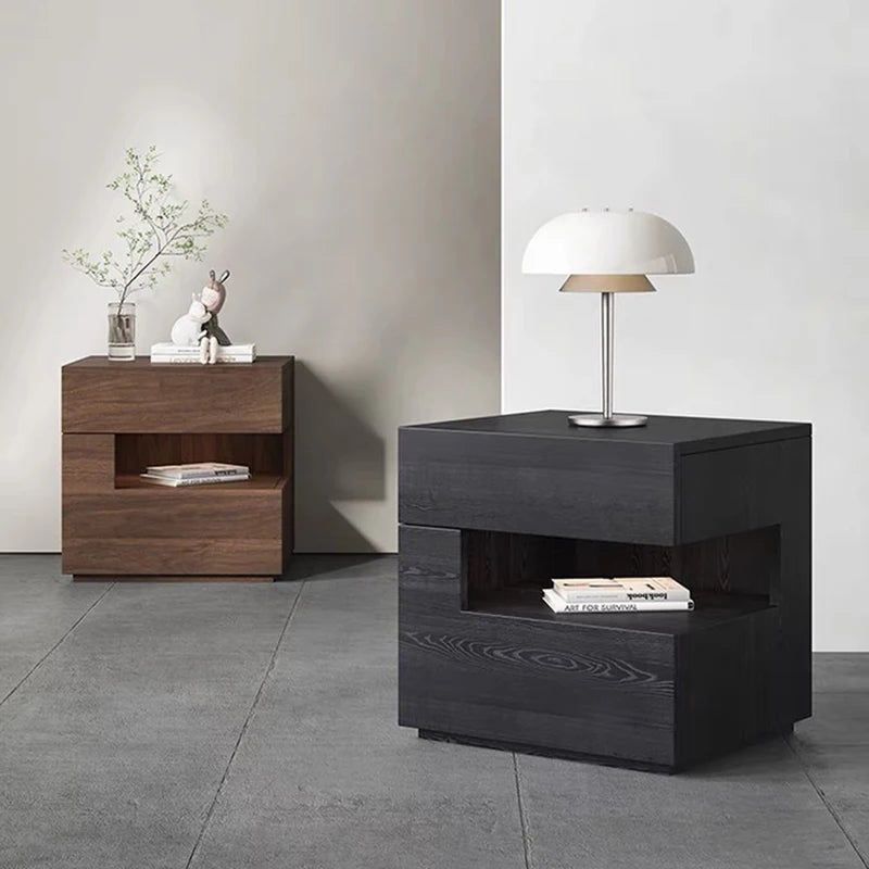 ✨ Modern Minimalist Bedside Table – Compact Drawer Cabinet with Open Shelf Storage (45×40×45cm)
