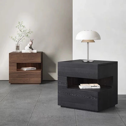 ✨ Modern Minimalist Bedside Table – Compact Drawer Cabinet with Open Shelf Storage (45×40×45cm)