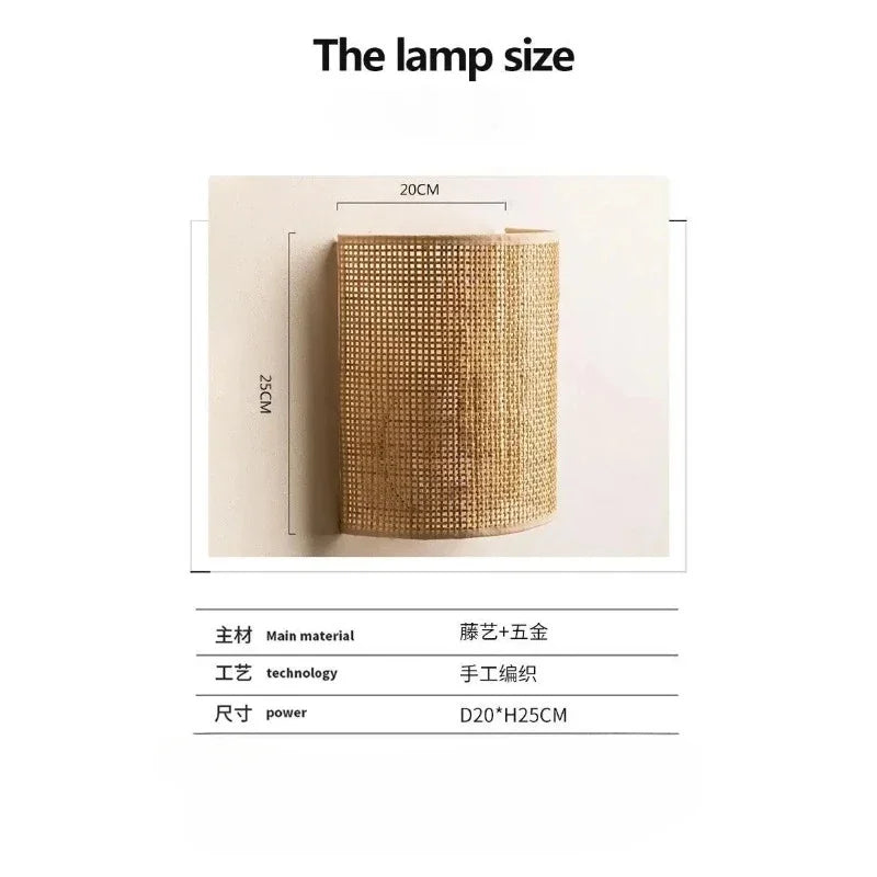 🌾 Handwoven Rattan Wall Sconce – Natural Wicker Lamp for Bedroom, Living Room & Hallway Ambiance 🌙✨