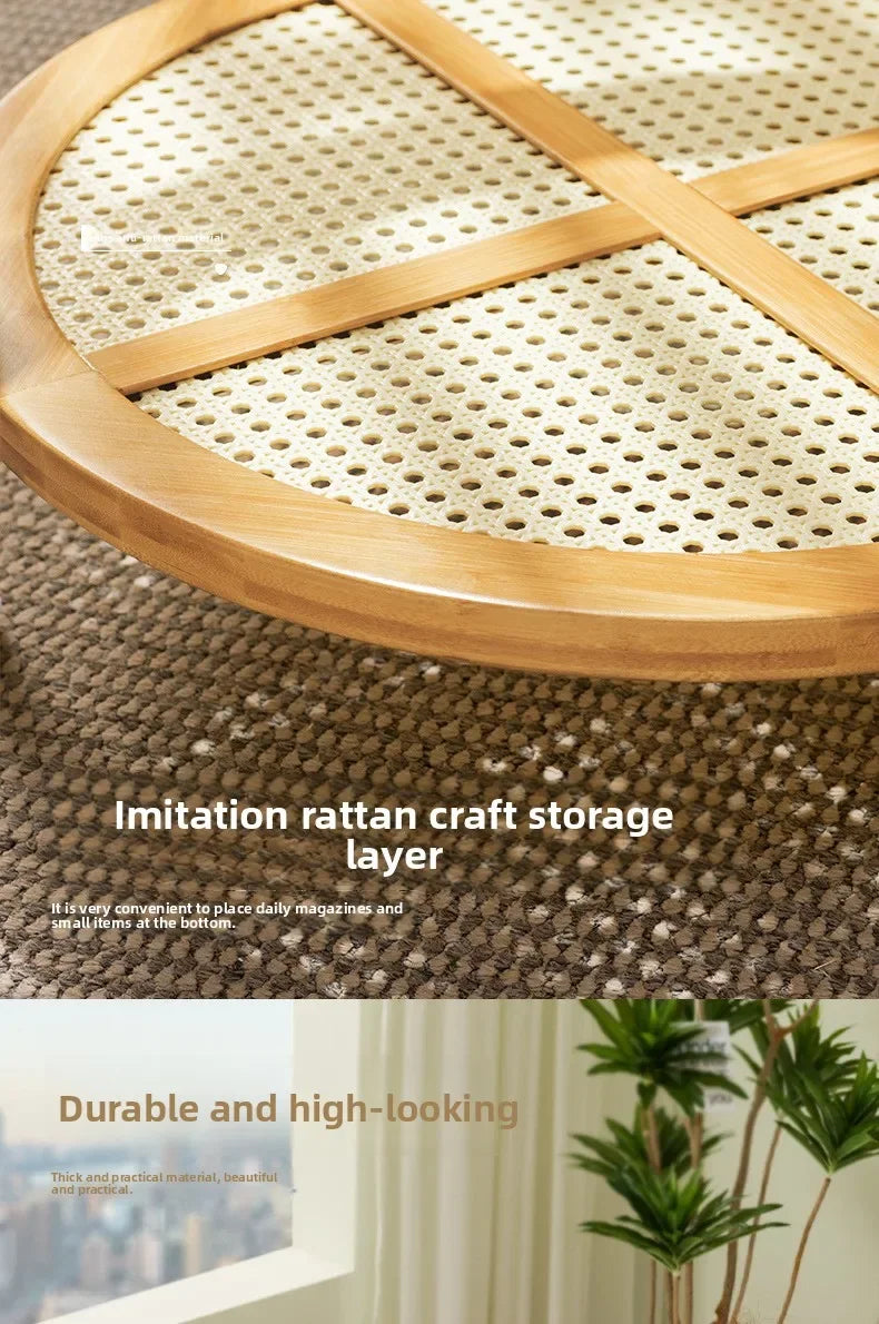 Round Glass & Rattan Coffee Table – Boho Chic Side Table for Living Room or Bedroom 🌿☕