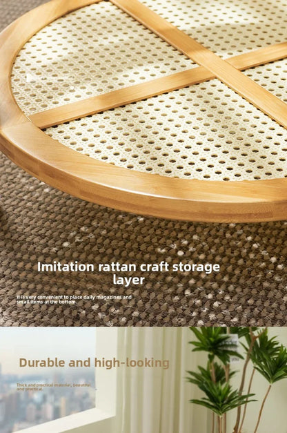 Round Glass & Rattan Coffee Table – Boho Chic Side Table for Living Room or Bedroom 🌿☕