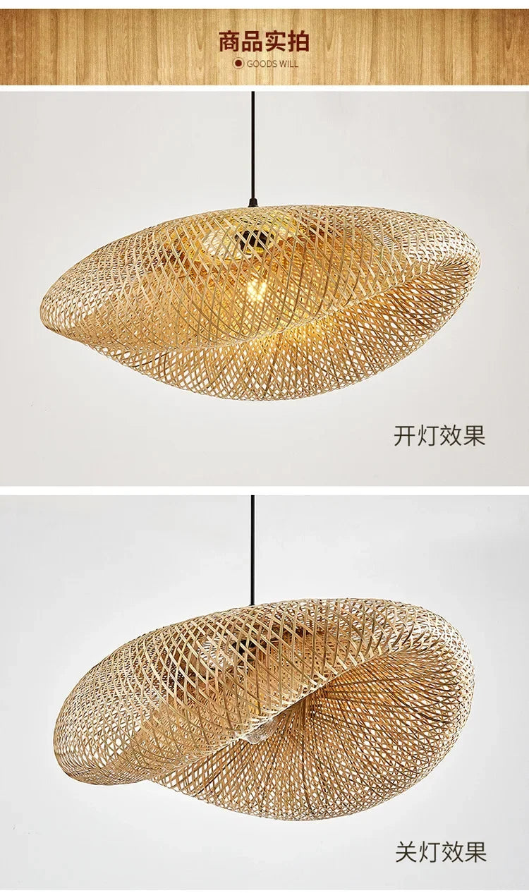 🌾 Handwoven Bamboo Pendant Light – 36cm LED Ceiling Lamp for Dining, Bedroom & Living Room | Natural Southeast Asian Style ✨