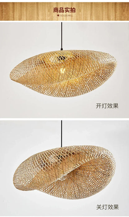 🌾 Handwoven Bamboo Pendant Light – 36cm LED Ceiling Lamp for Dining, Bedroom & Living Room | Natural Southeast Asian Style ✨