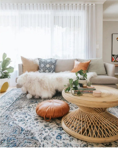 Handwoven Rattan Hourglass Coffee Table – Boho Chic Round Center Table for Living Room & Bedroom ☕🌾