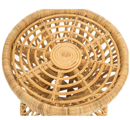Handwoven Rattan Hourglass Coffee Table – Boho Chic Round Center Table for Living Room & Bedroom ☕🌾