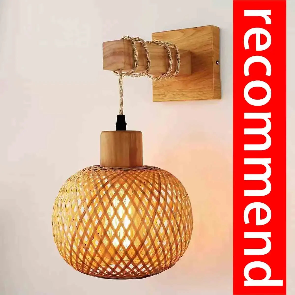 🌿 Handwoven Bamboo Lantern Wall Lamp – Natural Rattan Wicker Light for Bedroom, Living Room & Hallway ✨