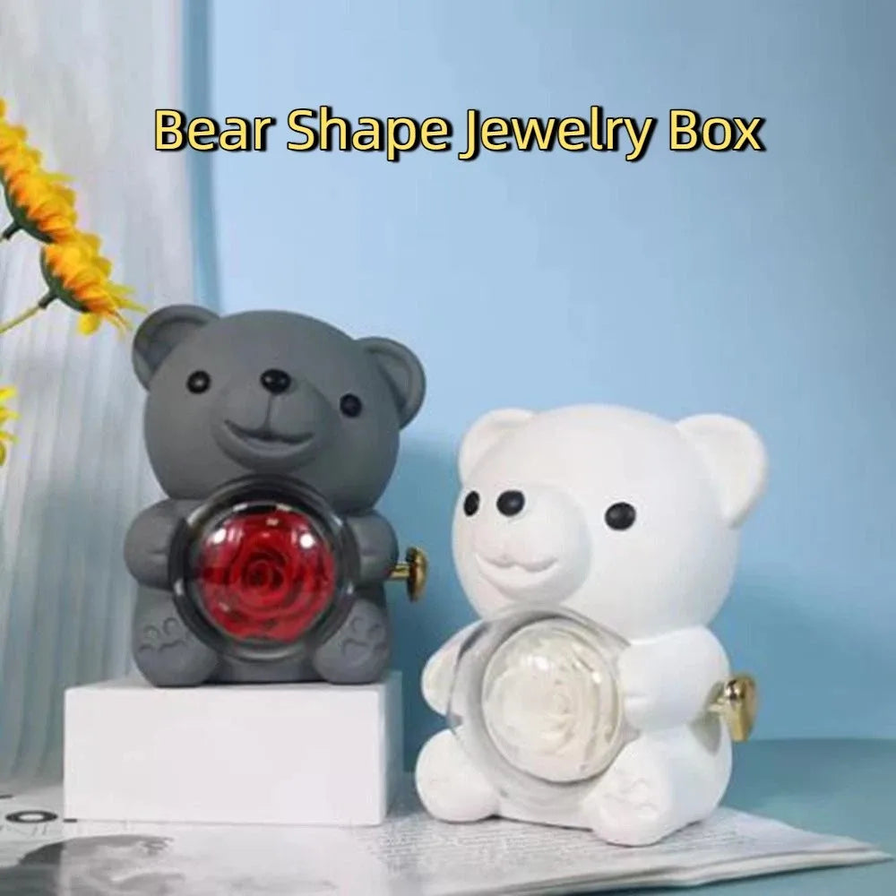Rotating Bear Rose Jewelry Gift Box – A Hidden Surprise Made for Valentine’s Day (Ring)