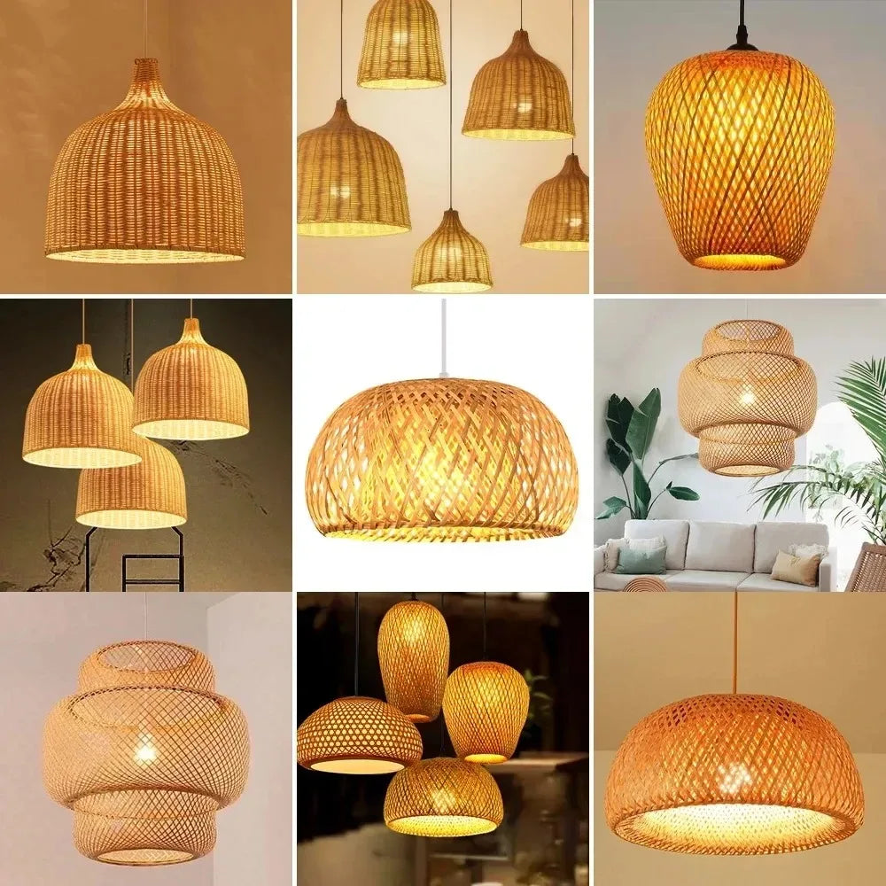 Handmade Bamboo Rattan Pendant Light – Modern Boho Ceiling Lamp for Dining, Bedroom & Living Spaces 🌾💡