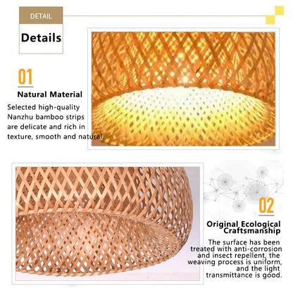 Handwoven Bamboo Pendant Lamp – Natural Rattan Wicker Lantern Light for Bedroom, Dining & Living Spaces 🌾🏮