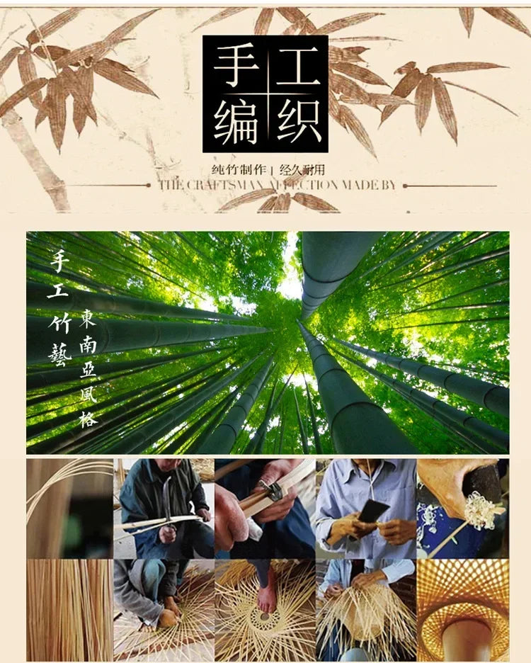 🌾 Handwoven Bamboo Pendant Light – 36cm LED Ceiling Lamp for Dining, Bedroom & Living Room | Natural Southeast Asian Style ✨