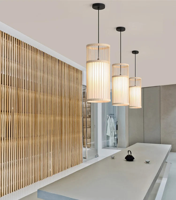 🏮 Japanese Bamboo Chandelier – Handwoven Rattan Pendant Light for Modern Wabi-Sabi Interiors ✨