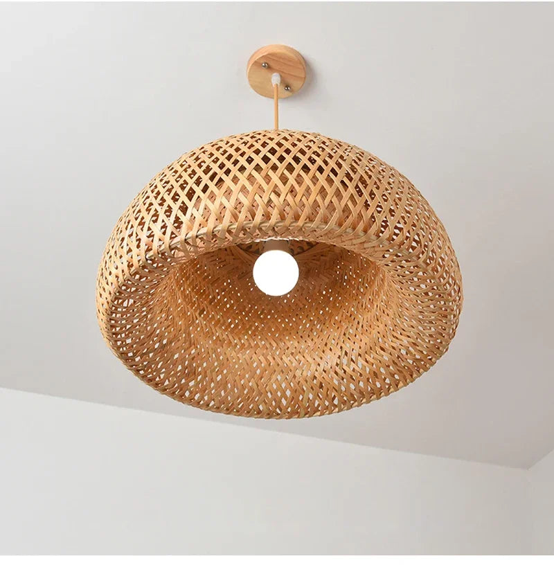 🌾 2025 Handwoven Bamboo Rattan Pendant Lamp – Japanese Style Ceiling Light for Bedroom, Dining & Living Spaces ✨