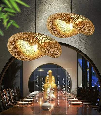 🌾 Handwoven Bamboo Pendant Light – 36cm LED Ceiling Lamp for Dining, Bedroom & Living Room | Natural Southeast Asian Style ✨