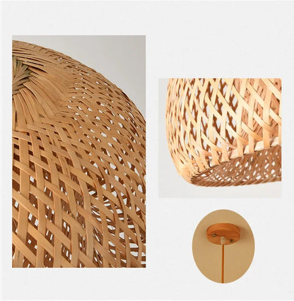 🌾 2025 Handwoven Bamboo Rattan Pendant Lamp – Japanese Style Ceiling Light for Bedroom, Dining & Living Spaces ✨