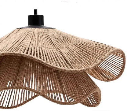 🌸 Wabi Sabi Rattan Flower Pendant Lamp – Minimalist Hemp Rope Ceiling Light for Bedroom, Dining & Café Decor ✨