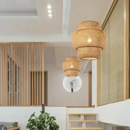 Handmade Bamboo Rattan Pendant Light – Modern Boho Ceiling Lamp for Dining, Bedroom & Living Spaces 🌾💡