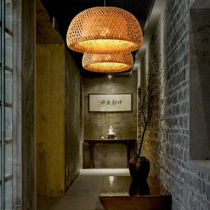 Handwoven Bamboo Pendant Lamp – Natural Rattan Wicker Lantern Light for Bedroom, Dining & Living Spaces 🌾🏮