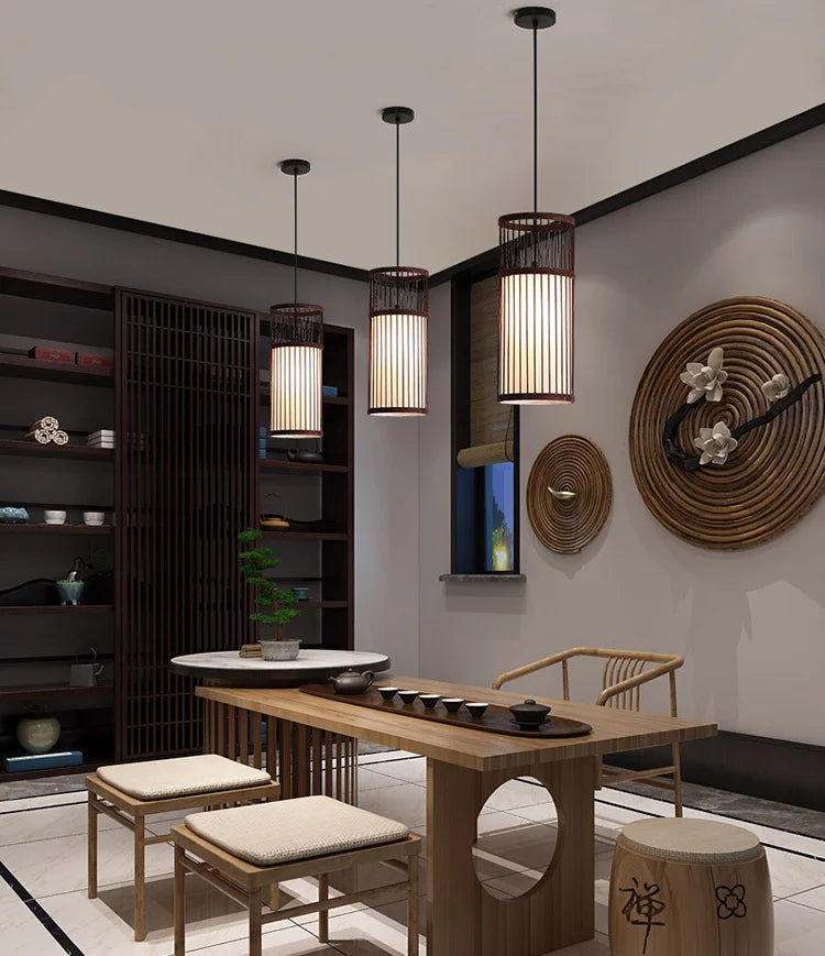 🏮 Japanese Bamboo Chandelier – Handwoven Rattan Pendant Light for Modern Wabi-Sabi Interiors ✨