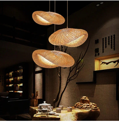 🌾 2025 Handwoven Bamboo Rattan Pendant Lamp – Japanese Style Ceiling Light for Bedroom, Dining & Living Spaces ✨