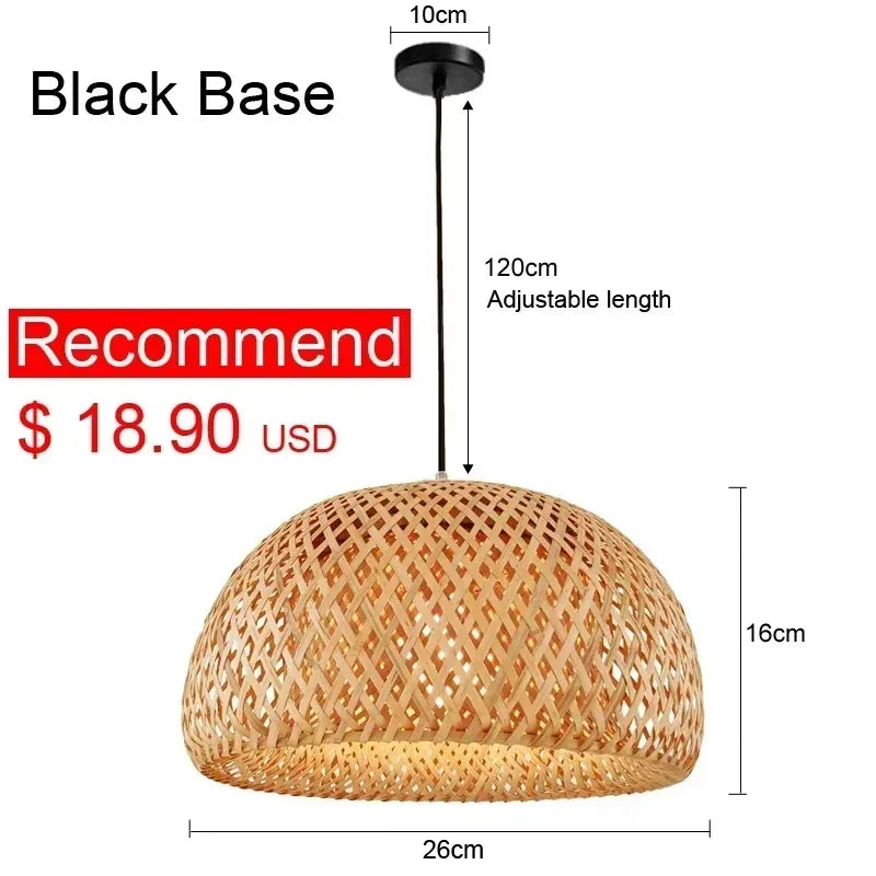 🌾 2025 Handwoven Bamboo Rattan Pendant Lamp – Japanese Style Ceiling Light for Bedroom, Dining & Living Spaces ✨