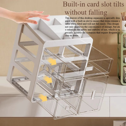 Multi-Layer Desktop Organizer Shelf with Drawers – Stationery & Study Desk Storage Box