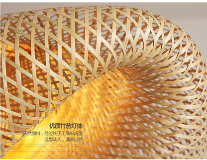 🌾 Handwoven Bamboo Rattan Pendant Lamp – Japanese Style Ceiling Light with Natural Wicker Shade for Bedroom, Dining & Living Spaces ✨