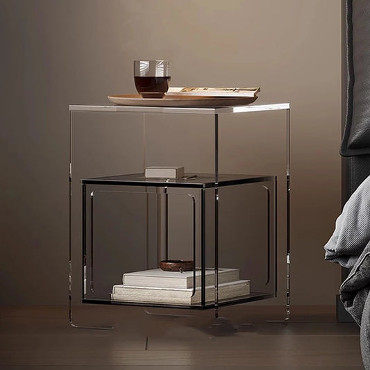 🛏️✨ Modern Nordic Nightstand – Curved Design Bedside Table with Drawer Storage & Display Tray