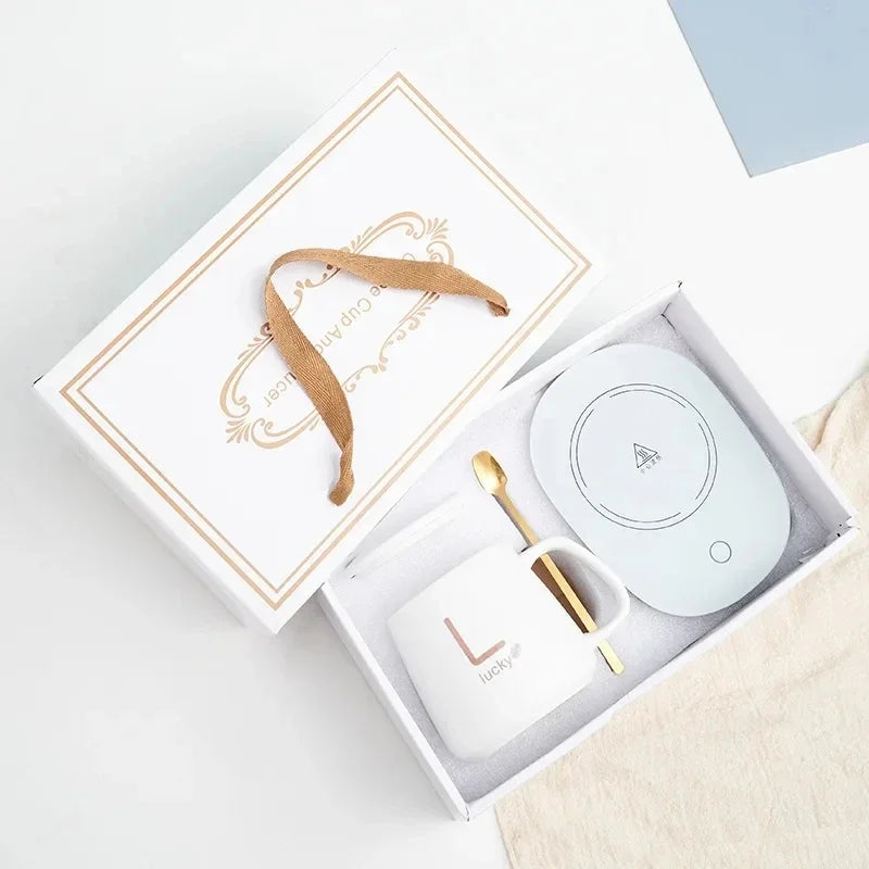 ☕✨ Self-Heating Ceramic Mug With Desk Warmer – Cozy Sips, Anytime (301-400ml)