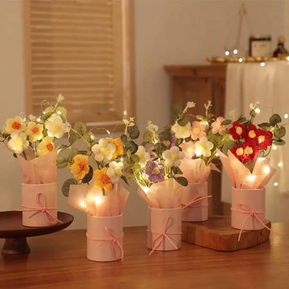 ✨ Glowing Crochet Flower Bouquet – A Warm Light of Love 💖🌷