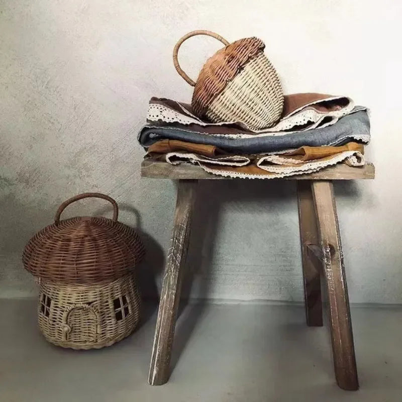 🍄 Handwoven Rattan Mushroom Basket – Adorable Wicker Storage Bag for Kids, Beach & Home Decor 🌿✨