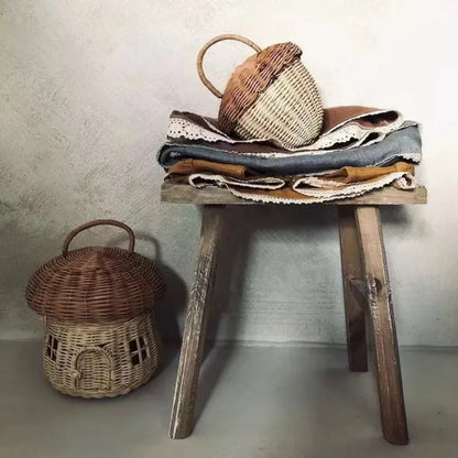 🍄 Handwoven Rattan Mushroom Basket – Adorable Wicker Storage Bag for Kids, Beach & Home Decor 🌿✨