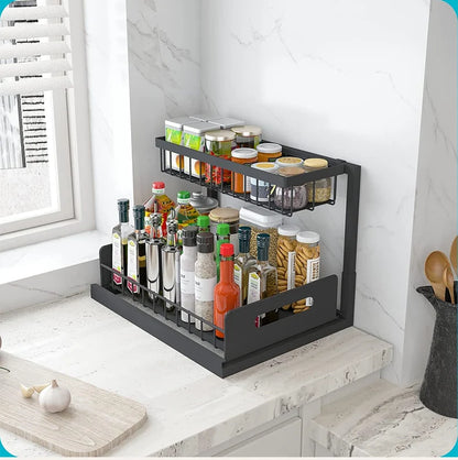 TidyTroves™ – Under-Sink Sliding Storage Organizer (2-Tier Cabinet Space-Saver)