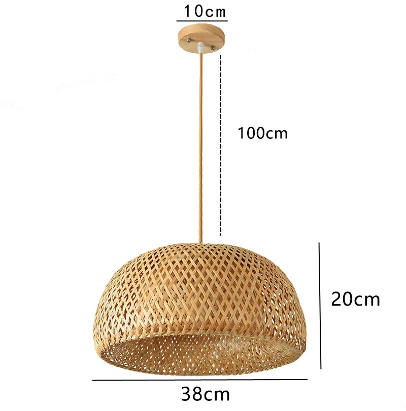Handwoven Bamboo Pendant Lamp – Natural Rattan Wicker Lantern Light for Bedroom, Dining & Living Spaces 🌾🏮