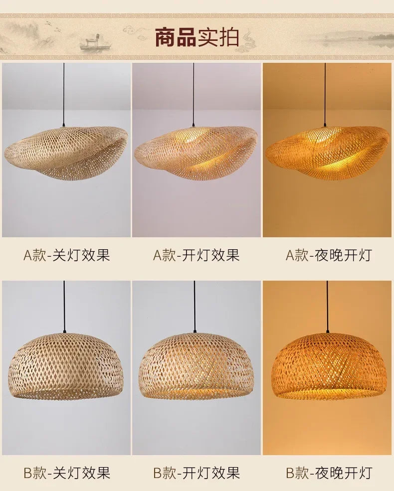 🌾 Handwoven Bamboo Pendant Light – 36cm LED Ceiling Lamp for Dining, Bedroom & Living Room | Natural Southeast Asian Style ✨