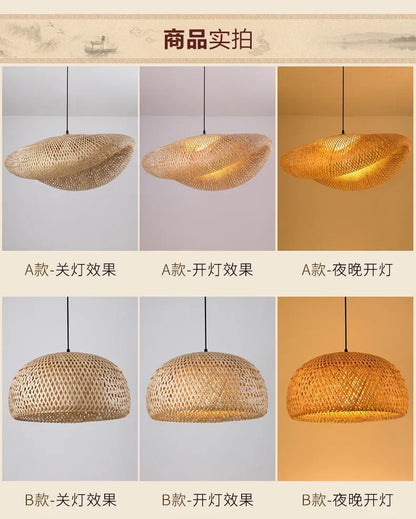 🌾 Handwoven Bamboo Pendant Light – 36cm LED Ceiling Lamp for Dining, Bedroom & Living Room | Natural Southeast Asian Style ✨