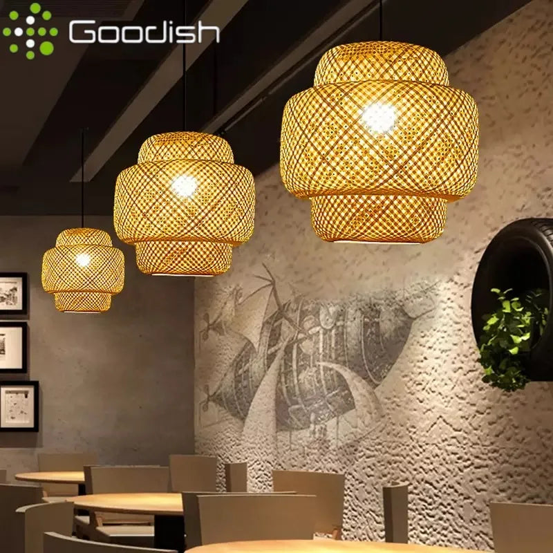 Handwoven Bamboo Pendant Lamp – Natural Rattan Wicker Ceiling Light for Dining, Bedroom & Home Décor 🌿✨