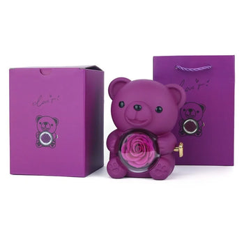 Rotating Bear Rose Jewelry Gift Box