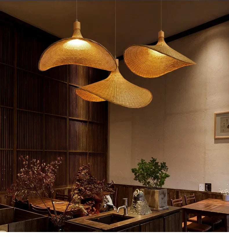 🌾 2025 Handwoven Bamboo Rattan Pendant Lamp – Japanese Style Ceiling Light for Bedroom, Dining & Living Spaces ✨