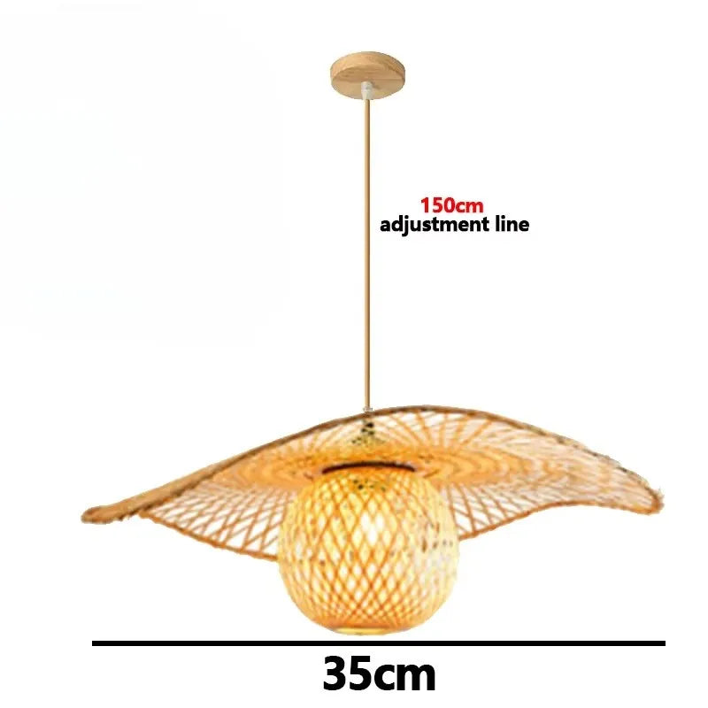 🌾 Handwoven Bamboo Rattan Pendant Lamp – Japanese Style Ceiling Light with Natural Wicker Shade for Bedroom, Dining & Living Spaces ✨
