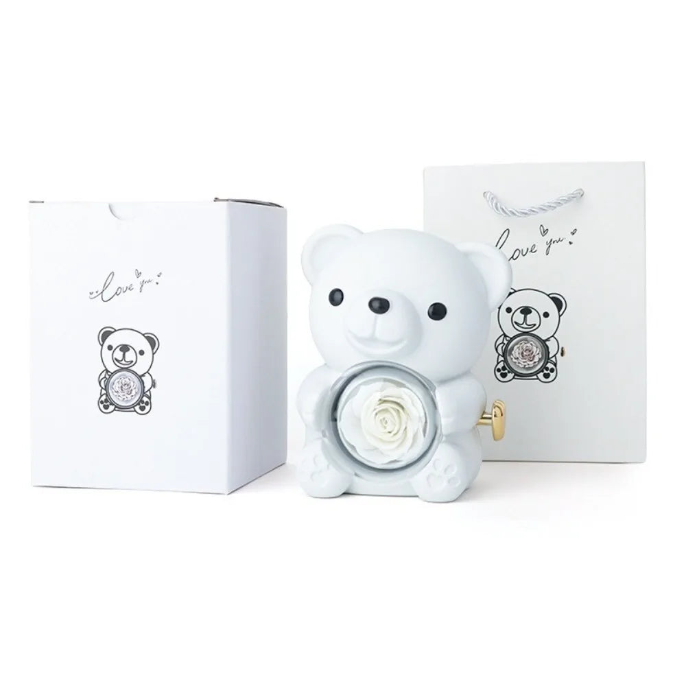 Rotating Bear Rose Jewelry Gift Box – A Hidden Surprise Made for Valentine’s Day (Ring)