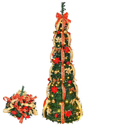 Luxury Foldable Spiral Christmas Tree – Pre-Decorated, Easy Setup, Dazzling Holiday Centerpiece 🎅