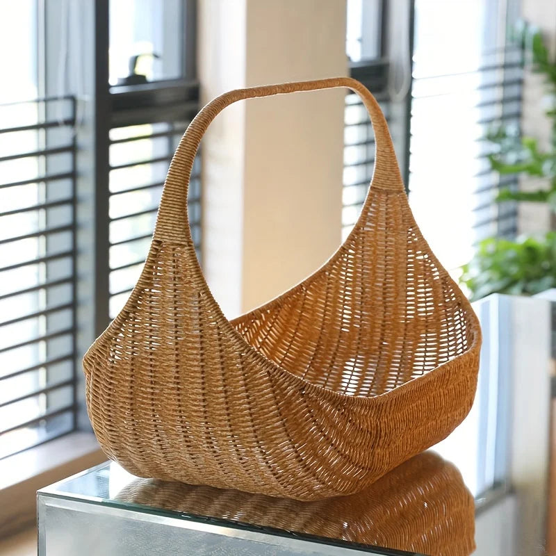 🍞 Handwoven Rattan Bread & Fruit Basket – Rustic Farmhouse Style Tray for Kitchen, Dining & Table Decor 🌿✨
