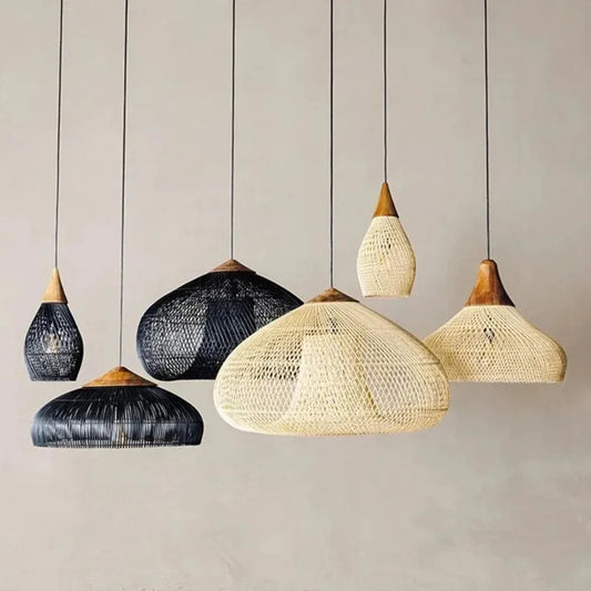 🌾 Bohemian Handwoven Rattan Pendant Lamp – Natural Wicker Ceiling Light for Dining Room, Living Space & Café ✨
