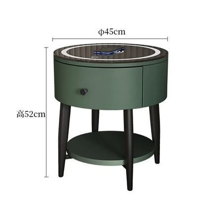 🛏️ Smart Modern Leather Nightstand – Minimalist Multifunctional Bedside Table with Storage Drawer | Wireless Charging + Soft LED Touch Lamp