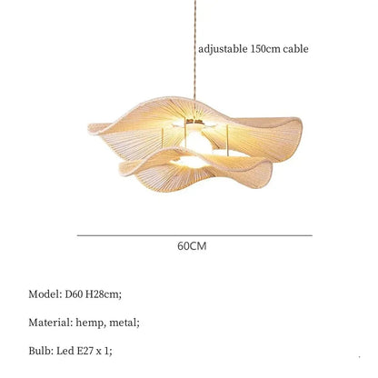 🌸 Wabi Sabi Rattan Flower Pendant Lamp – Minimalist Hemp Rope Ceiling Light for Bedroom, Dining & Café Decor ✨